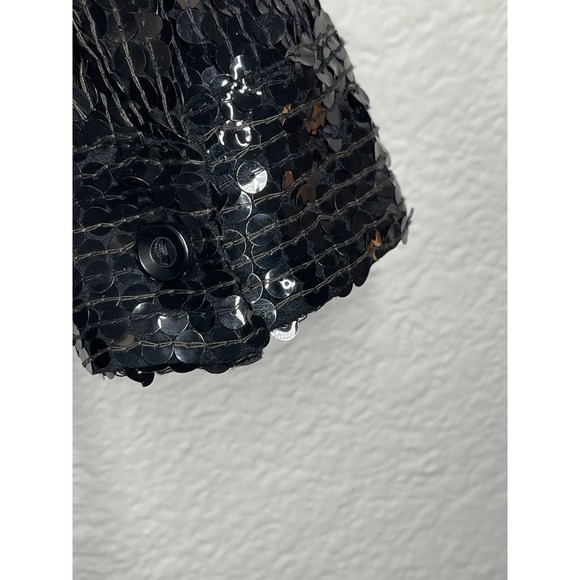 sequin sparkle holiday evening plus size 1X EUC black button up - Picture 6 of 9